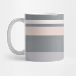 A gorgeous jumble of Very Light Pink, Grey, Silver and Light Grey stripes. Mug